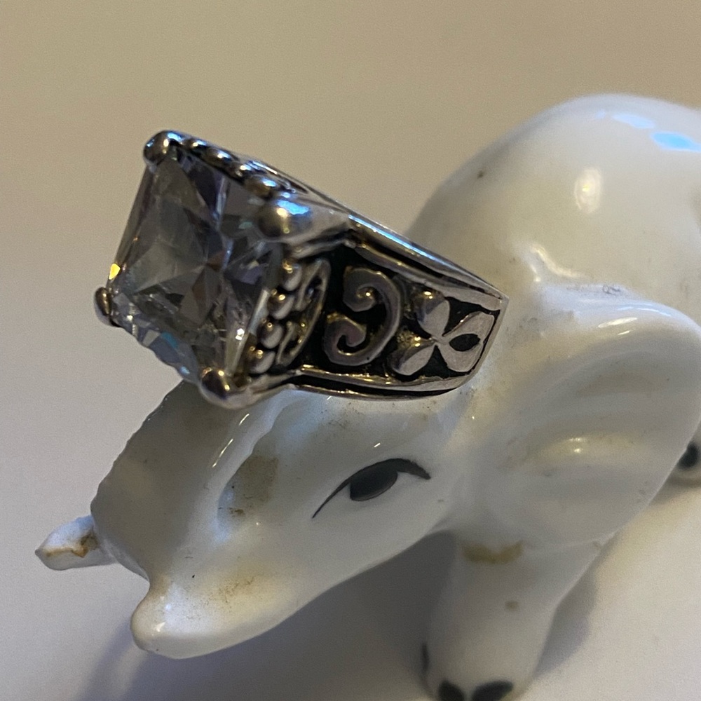 Silver Ring with Clear Gemstone